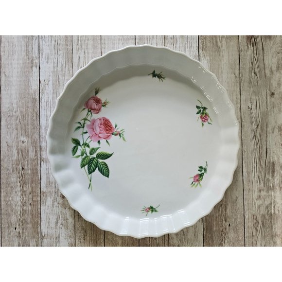 Vintage Christineholm Porcelain Rose Quiche Tart Plate 9.75" - Picture 1 of 4